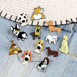 Cartoon Funny Dogs spille smaltate simpatici animali distintivo bambini zaino icona spilla spille accessori gioielli Unisex regalo per gli amici