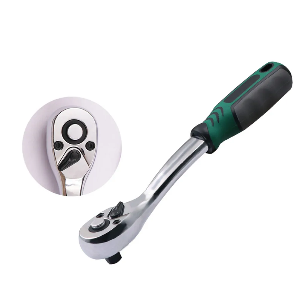 Torque Ratchet Wrench 1 4inch Reverse Rubberized Handle Swivel Wear Resistance 72 Teeth Forward Metal Non-slip