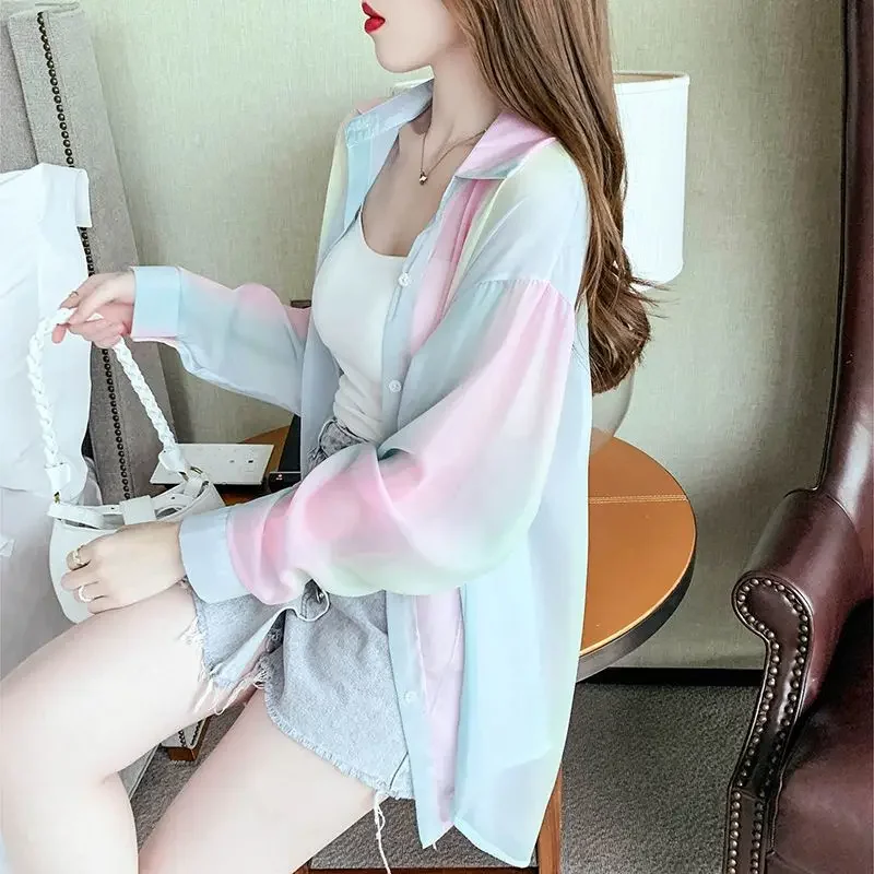 Chiffon Full Long Sleeve Shirts & Blouses for Women Summer Blouse Youthful Elegant Woman Top Clothes High Quality Xl Streetwear