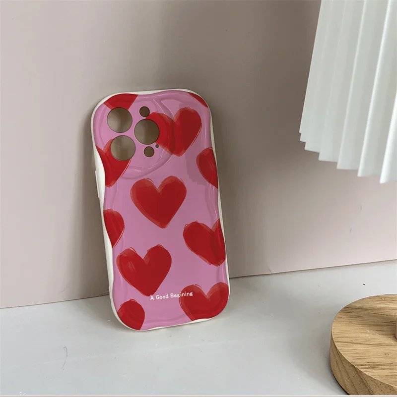 OPPO A5 A3 F29 Pro A3X A54 A3S A5S A35 A53 A9 A31 2020 A52 A72 A92 F9 F11 케이스 그라데이션 러브 하트 웨이브 엣지 커버