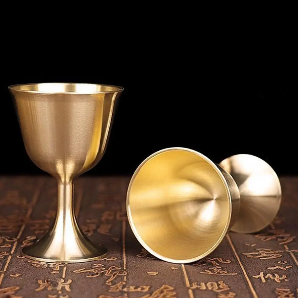 1 Pc Retro Style Wine Glass Gloss Copper Brass Goblet Corrosion Resistant Drinking Liquor Tumbler Cocktail Cup Bar Accessories