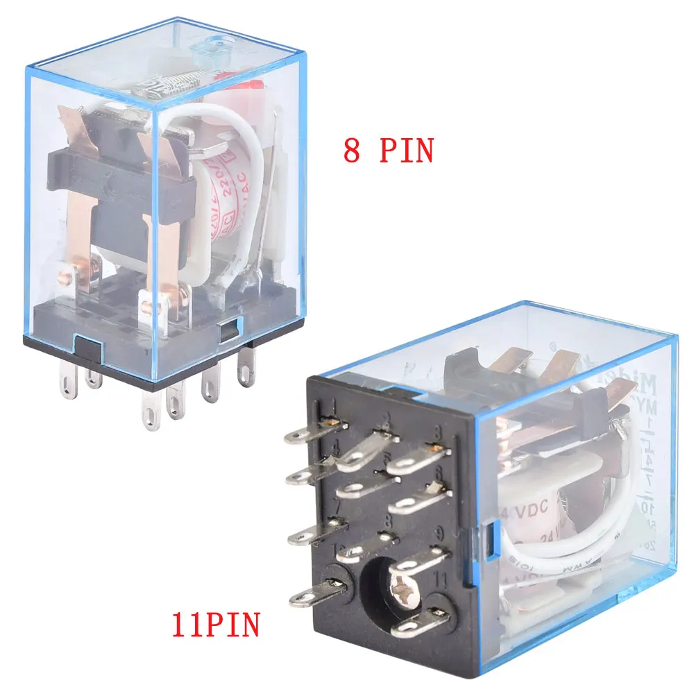 HH52P MY2NJ DPDTMiniature Coil Generalelectromagnetic intermediate relay switch with Socket Base 8Pin LED AC110V 220V DC12V 24V