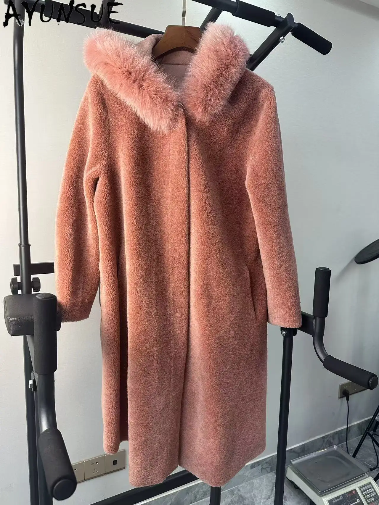 

AYUNSUE Real Wool Jacket Women Winter Clothes Woman Coats Fox Fur Collar Unique Coat Promotion Minor Flaws No Refund No Exchange