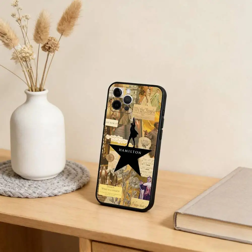 حافظة هاتف هاميلتون-موسيقية-أغاني آيفون 17,16,15,14,13,12,11 بلس، برو ماكس، XS، غطاء أسود من السيليكون الناعم #5