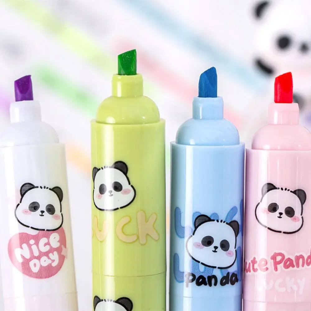Cute Panda Highlighter Pen Cartoon Colorful Marker Pen Multifunction Creative Diy Color Ledger Pen Student