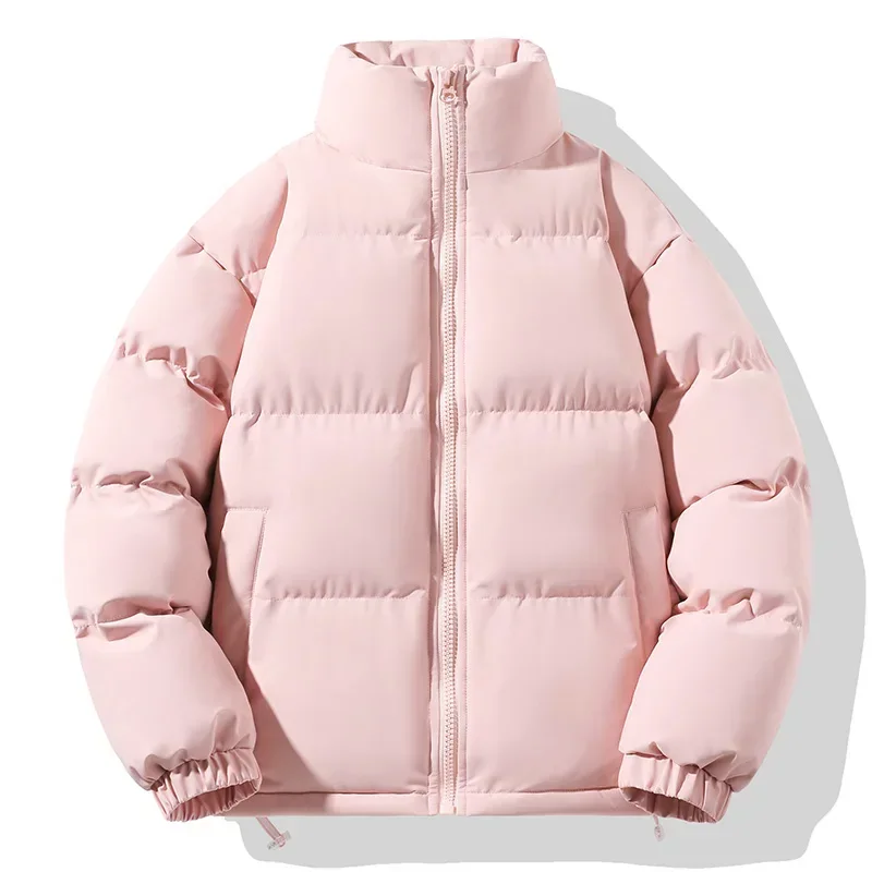 2024 Winter jacke Herren Damen lässig All-Match einfarbig locker Stehkragen warm Parka koreanischen Stil Straße kurzen männlichen Mantel