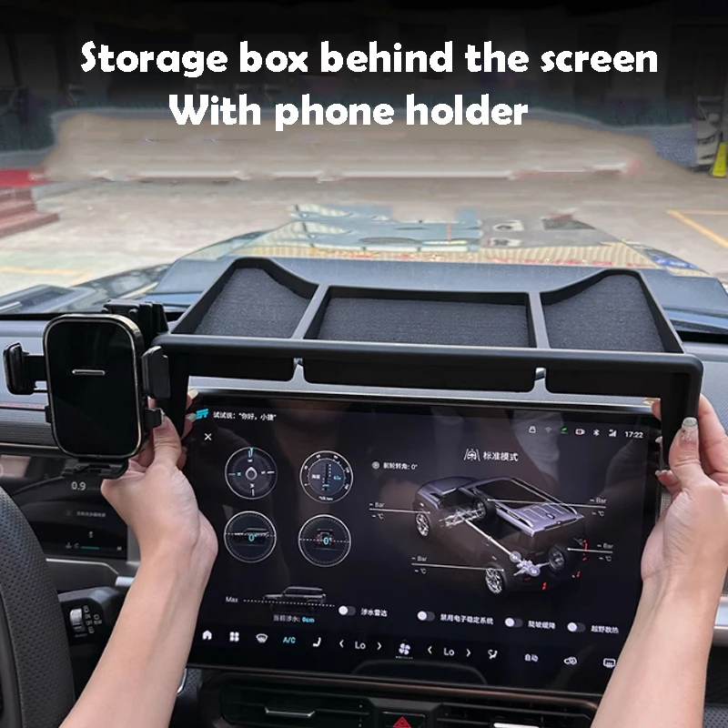 

For Chery JETOUR T2 Traveller 2024 2025 Storage Box Behind The Screen with Phone Holder Car Accessories