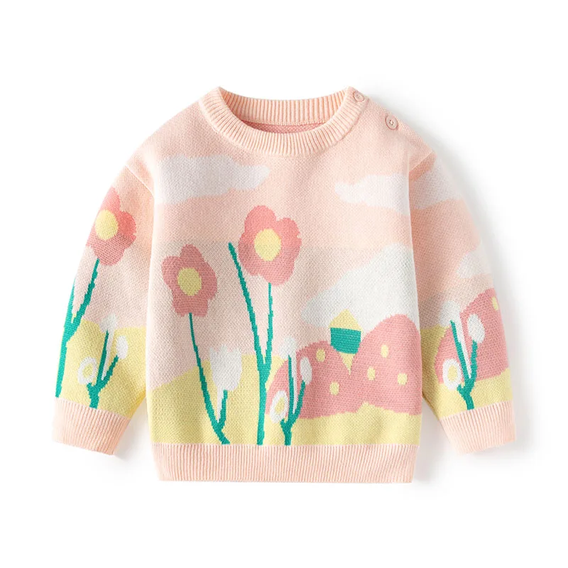 

Cute Toddler Knitted Sweater Baby Girls Sweater Children Clothing Cotton Pullovers Tops Kids Knitwear Casual Sweater