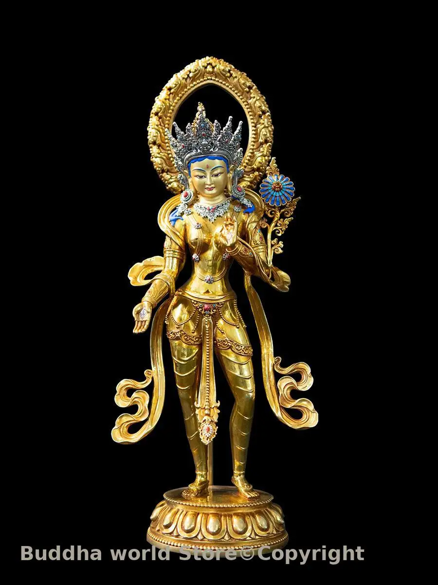 Exclusive Exquisite Standing Green Tara figure of the Buddha temple Nepal handicraft Buddha statue Buddhism home altar monk