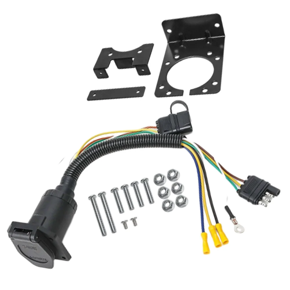 Trailer Truck Wiring Adapter Trailer Towing Connector 4 Way Pin to 7 Way RV Blade 4 Way Flat Female Light Wire Plug