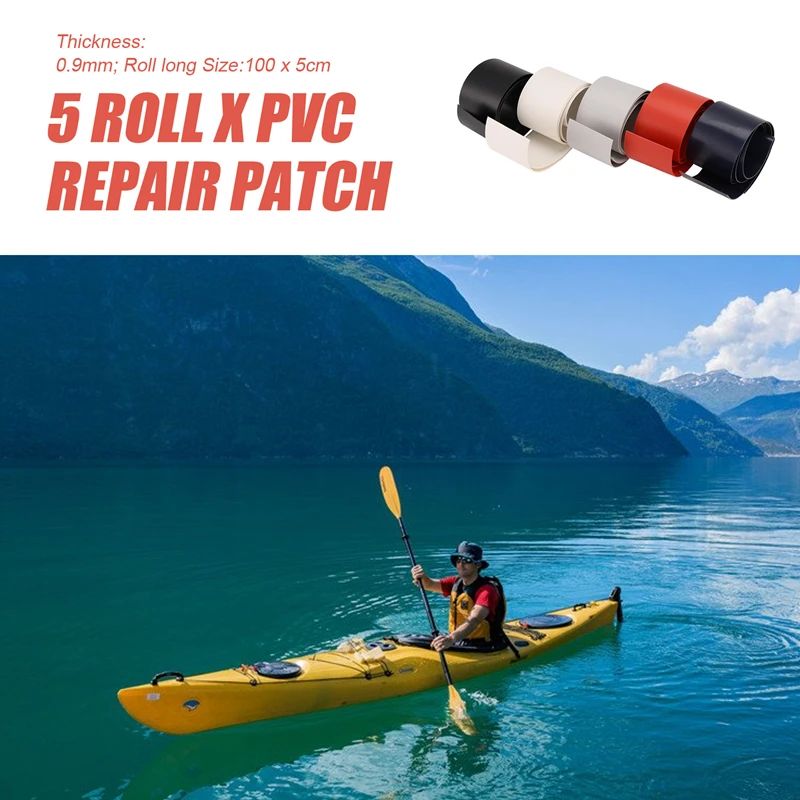 5 Roll Inflatable Boats PVC Repair Patch Kayak Special Damaged Leaking Hole PVC Repair Patch Waterproof Patch Tool