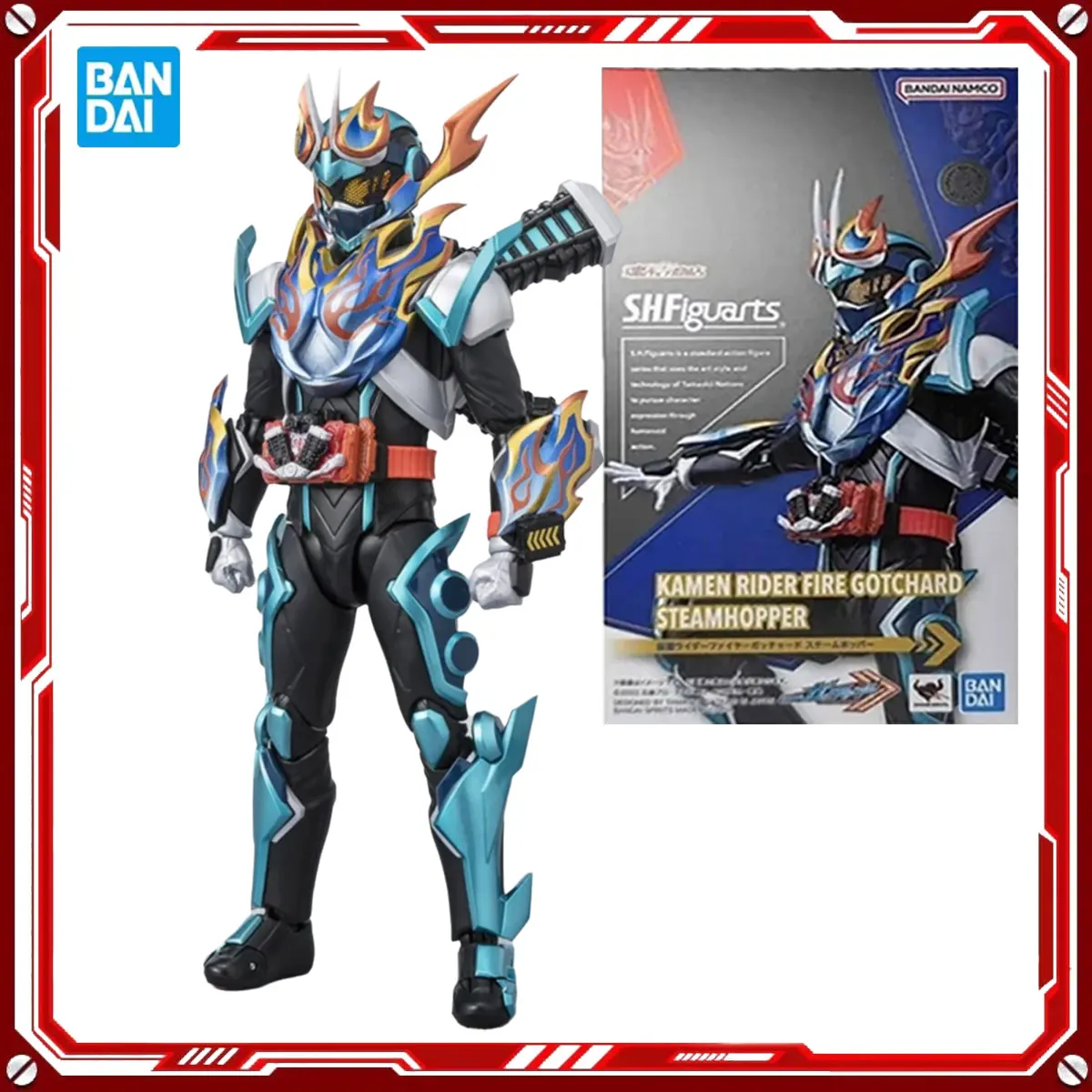 Oryginalny model anime Kamen Rider firmy Bandai, zestaw do składania Fire Gotchard Steamhopper, figurka akcji SHF, model do samodzielnego montażu, prezent na Boże Narodzenie.