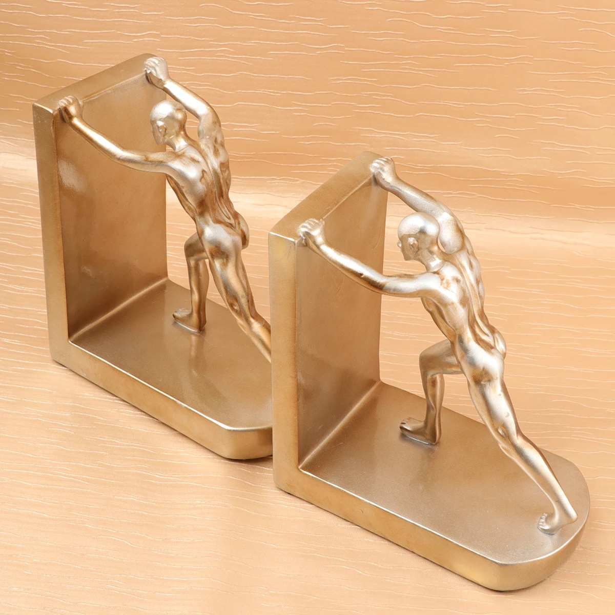 

1 Pair Creative Bookend Cartoon Human Shape Book Stand Organizer Storage Rack For Home Office Study Accessories Golden