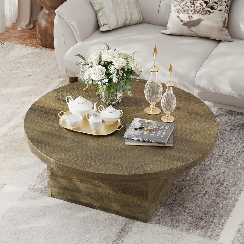 

Farmhouse Coffee Table, 35.5 Modern Center Tables Wood Cocktail Table, Scratch-Resistant Accent Table with Sturdy Frame