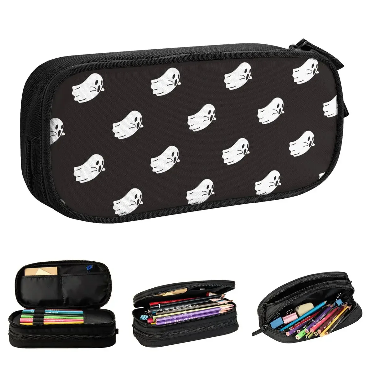 

Cartoon Ghost Icons Halloween Pencil Cases New Goth Cute Pen Box Bag Girls Boys Big Capacity School Supplies Zipper Pencilcases