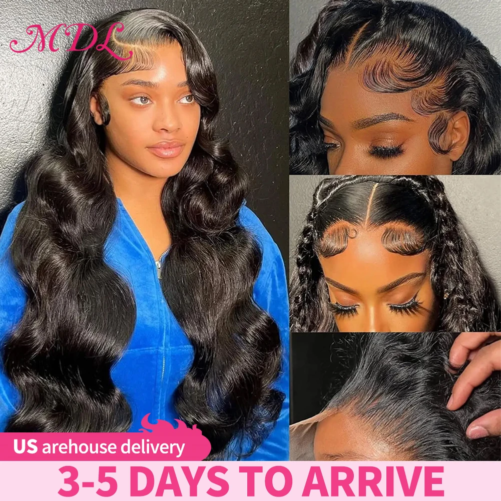 

13x6 Body Wave Lace Front Wig Human Hair Pre Plucked 200 Density with Baby Hair Natural Black 100% Human Hair Wig for Women