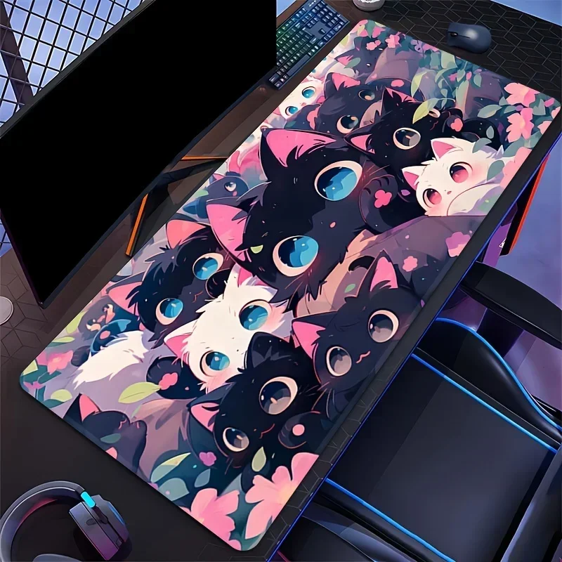 

Large Cute Cat Group Mouse Pad Kawaii Computer Office Game Table Mats XXL Rubber Non-slip Gaming Keyboard Mousepad Long Desk Mat