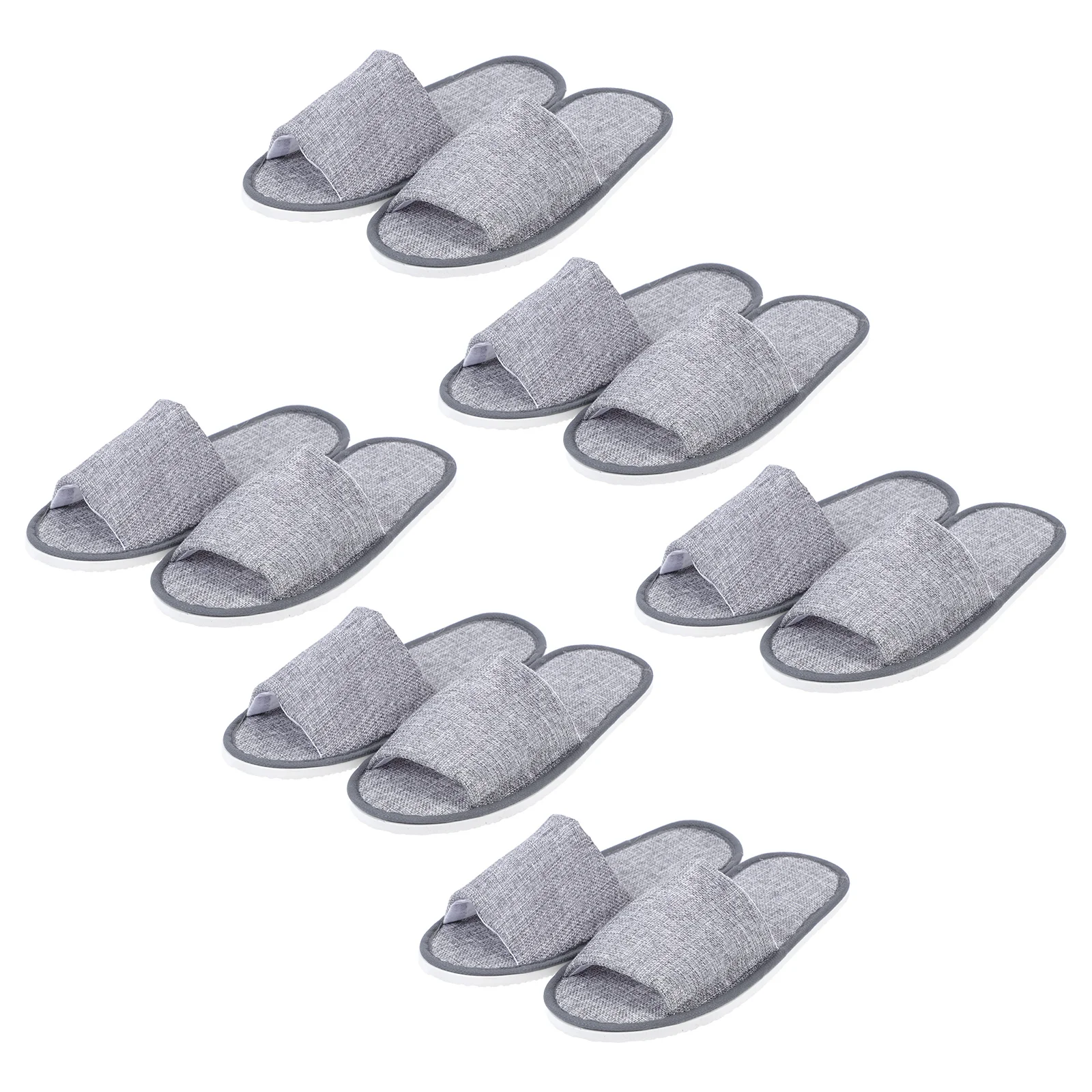 

6 Pairs Cotton and Linen Non-slip Slippers Home Guest Cloth Hotel Open One-off Travel Cozy Supply Household Floor Necessity