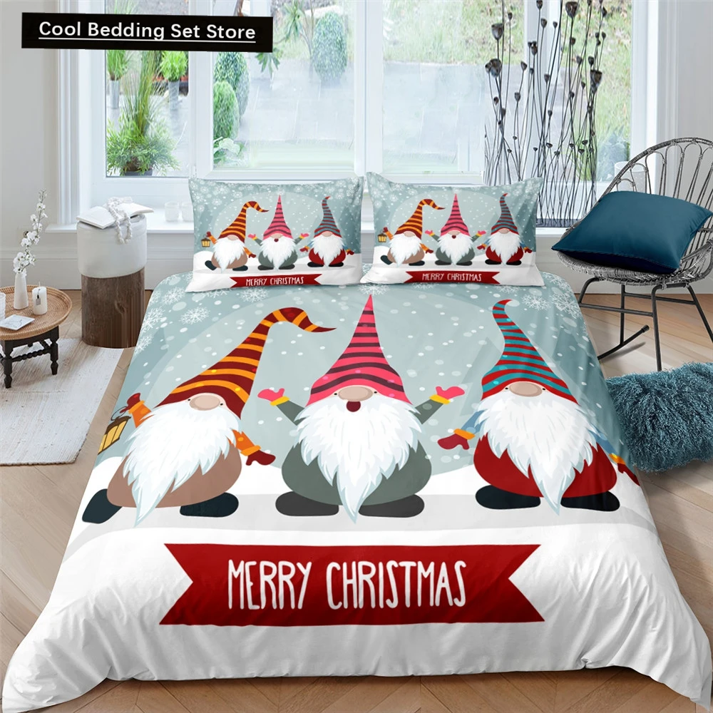 Merry Christmas Bedding Set King Queen Full Twin Size Kids Cartoon Duvet Cover Snow Comforter Cover 2/3pcs Polyester Quilt Cover