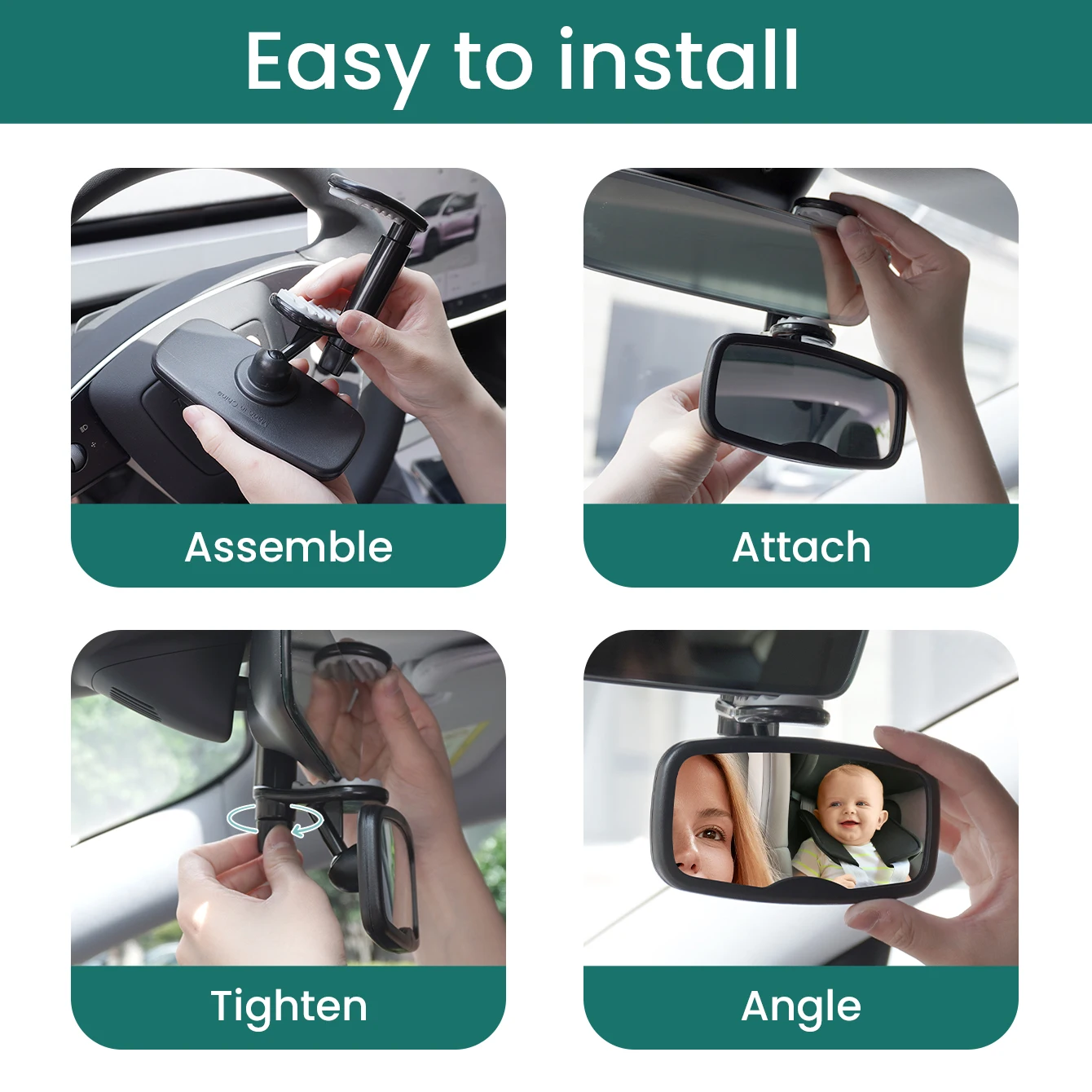 1PC Shatterproof & Shakeproof Forward Facing Baby Car Mirror - Clip On Car Mirror for Baby, Newborn Essentials