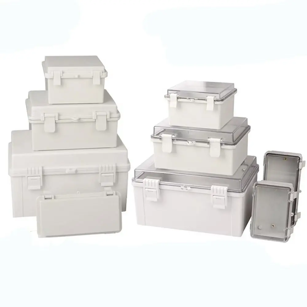 

IP67 Electrical Junction Box Enclosure With Hasp White Outdoor Sealed Switch Power Case Plastic Waterproof Distribution Boxes