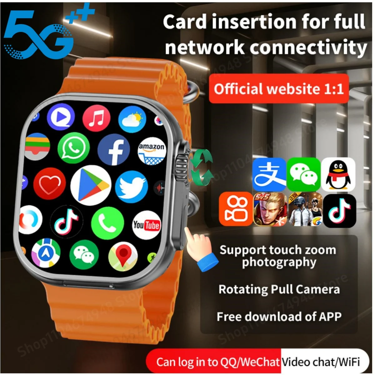 

S10 Ultra CD12 Smartwatch Android 10.0 5G LTE Full Netcom Sim Card Rotary Camera GPS WIFI Touch encoder 4G Smart Watch Men Women