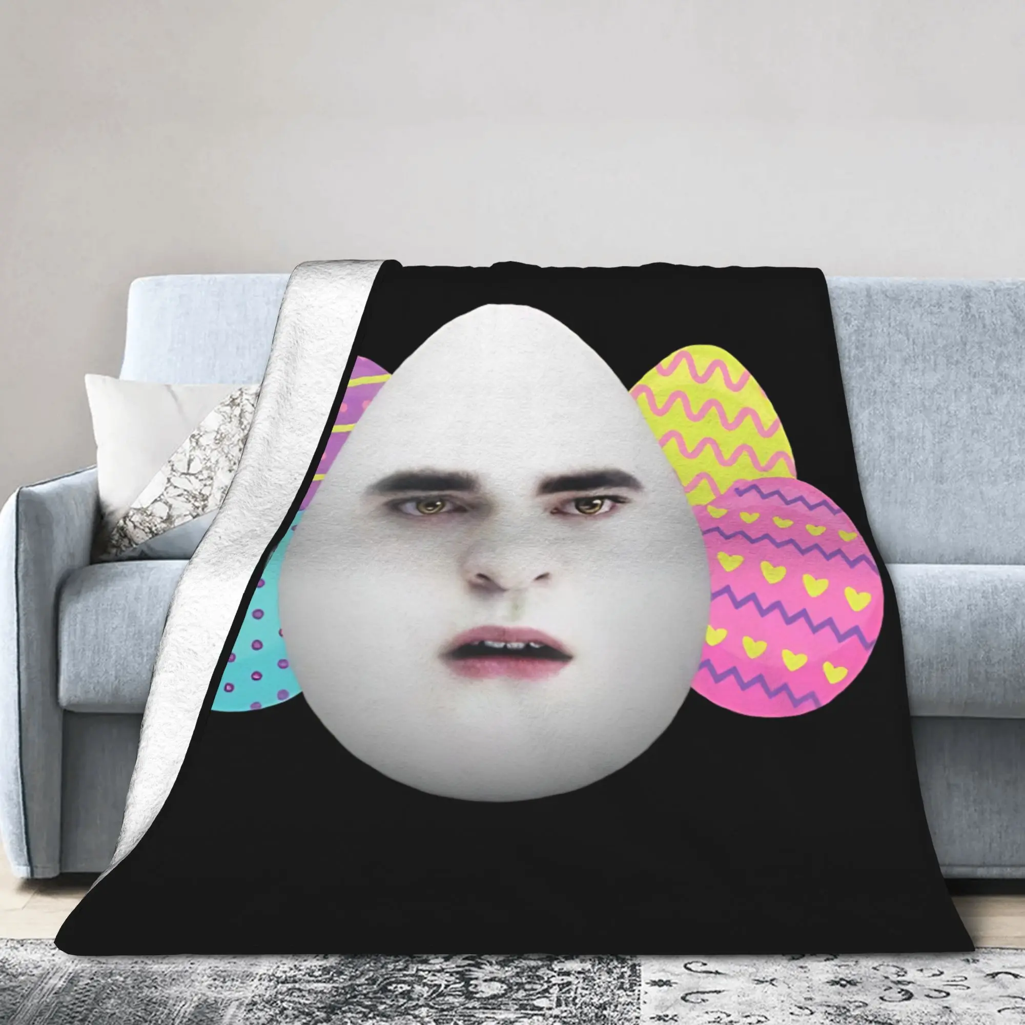 Easter Eggward Funny Meme Blanket Twilight Edward Cullen  Plush Throw Blanket Airplane Travel Ultra-Soft Warm Bedsprea