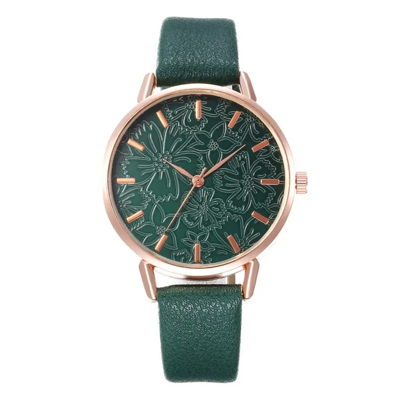 Student Horloge Mode Creatieve Reliëf Bloemen Quartz Horloge Luxe Vrouw Rvs Horloge Relogio Feminino