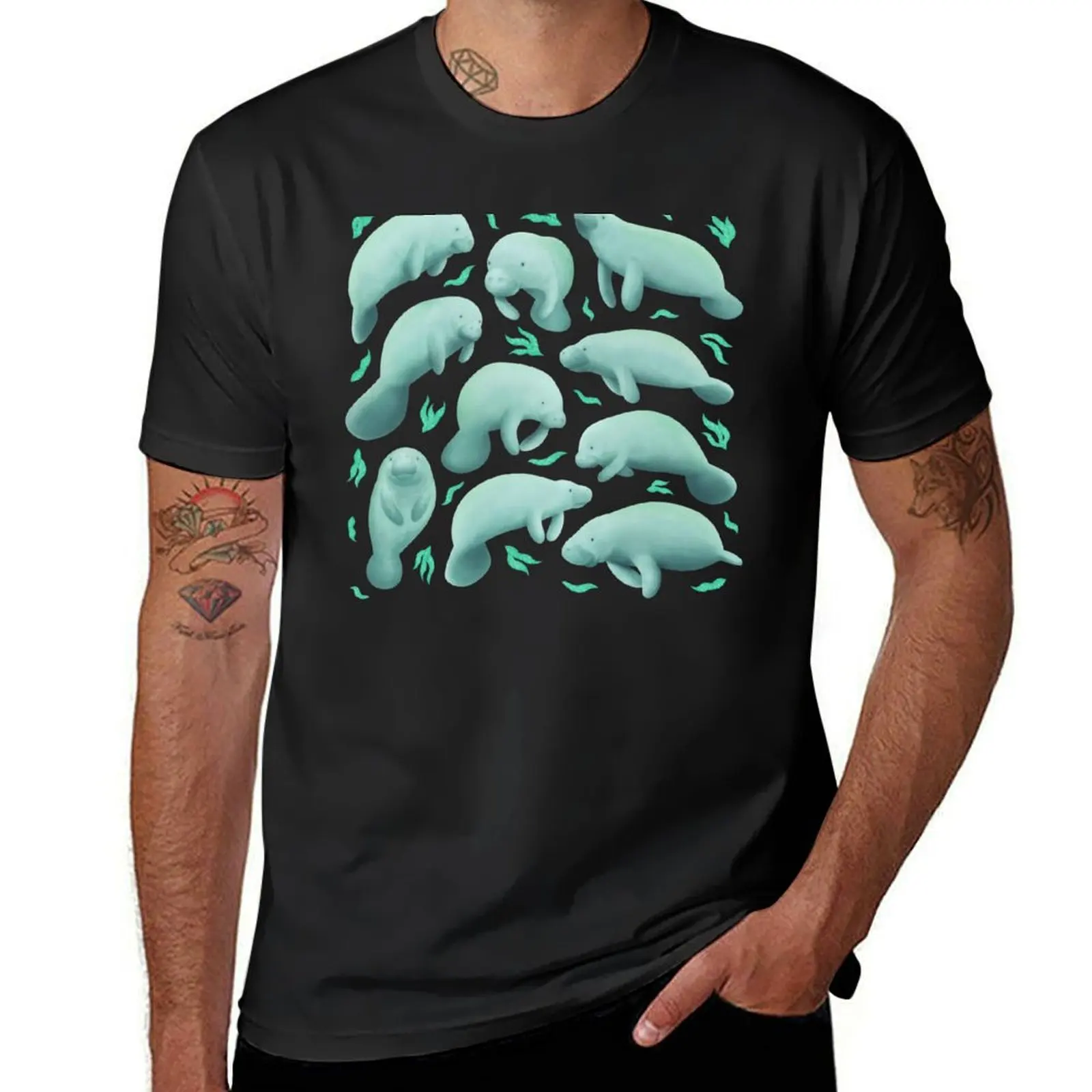 

manatees (teal) T-Shirt cute tops kawaii clothes Men's t shirts