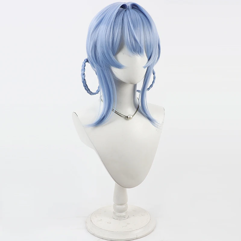 Jogo tachibana sherii peruca cosplay luz azul peruca curta duplo trançado laços de cabelo peruca cosplay para comicon festa adulto mulheres homens