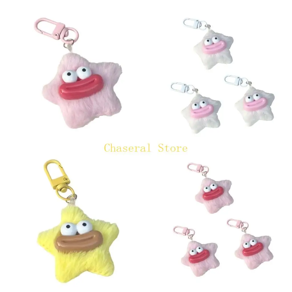 

E7CE Soft Plush Star Keychain Featuring Sausage Lips Design Great For Women And Teens Art Charm
