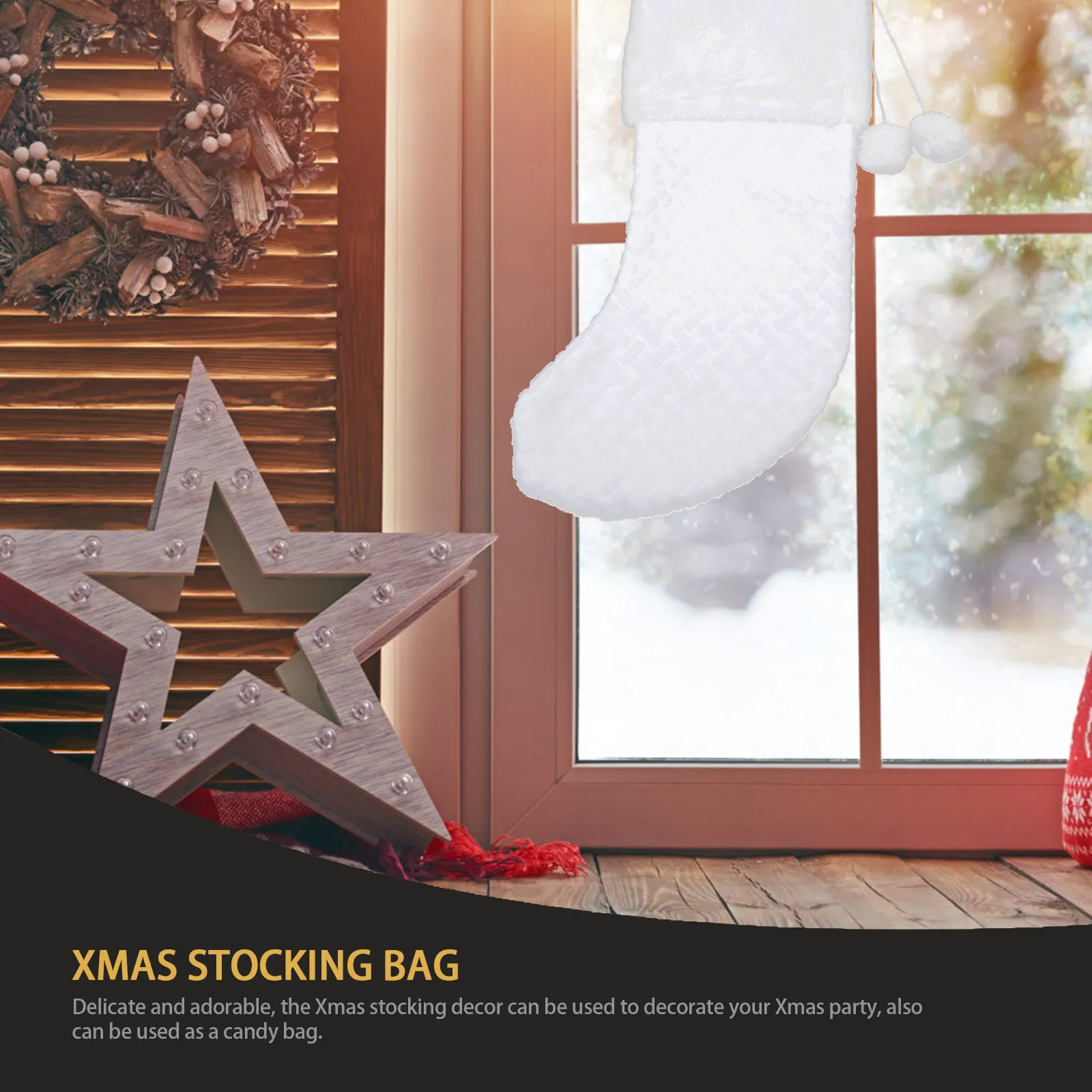 

1Pcs Christmas Stocking Gift Bag Candy Holder Cloth Xmas Hanging Decoration Festival Ornament Pendant Party Use