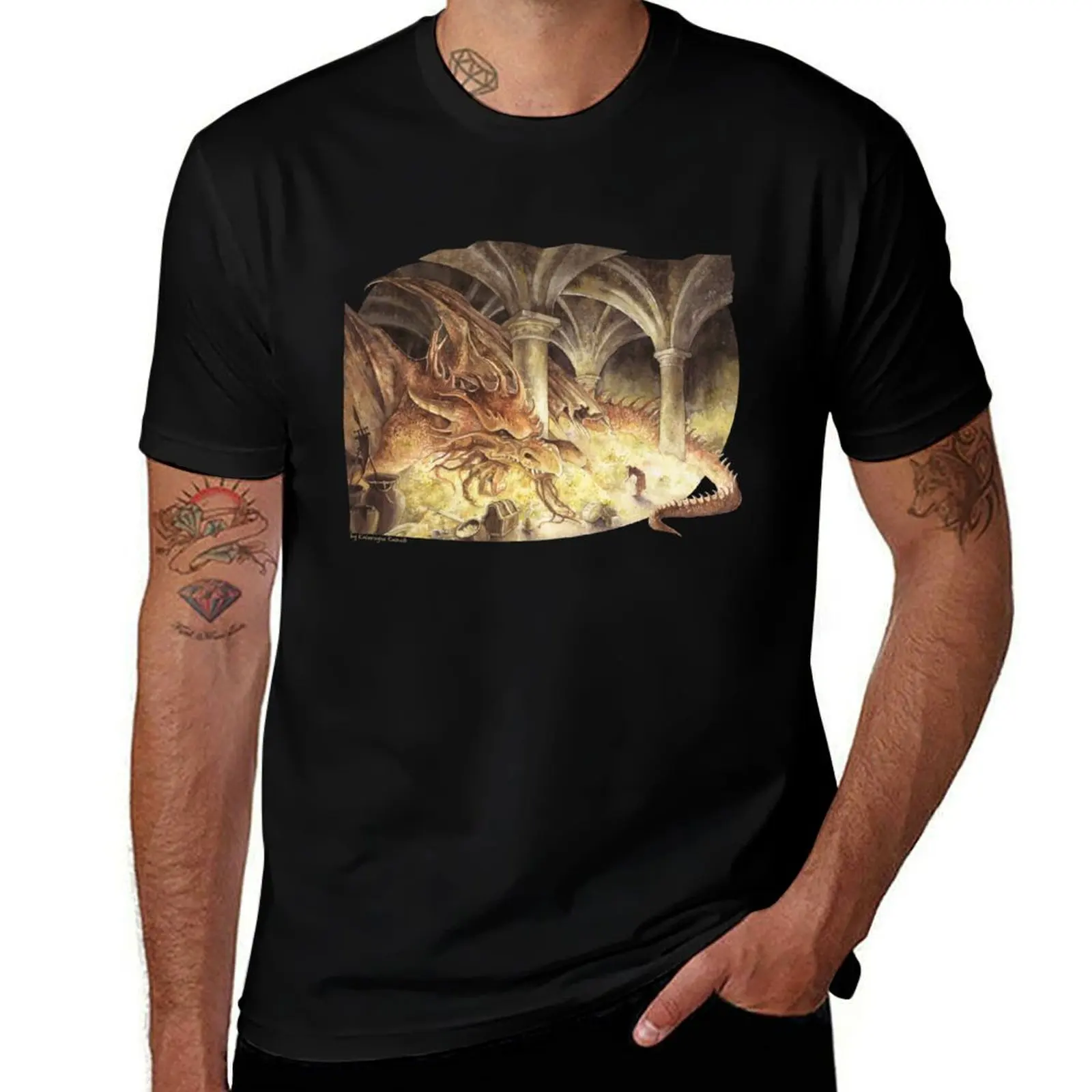 

Bilbo and Smaug the Dragon T-Shirt man t shirts cotton man t shirt luxury T-Shirt
