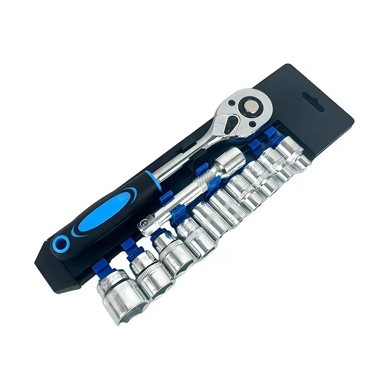 12-Piece 1/4 Drive Socket Wrench Set – Heat-Treated Chrome Vanadium Steel, Extended-Reach Deep Sockets for Automotive Repair
