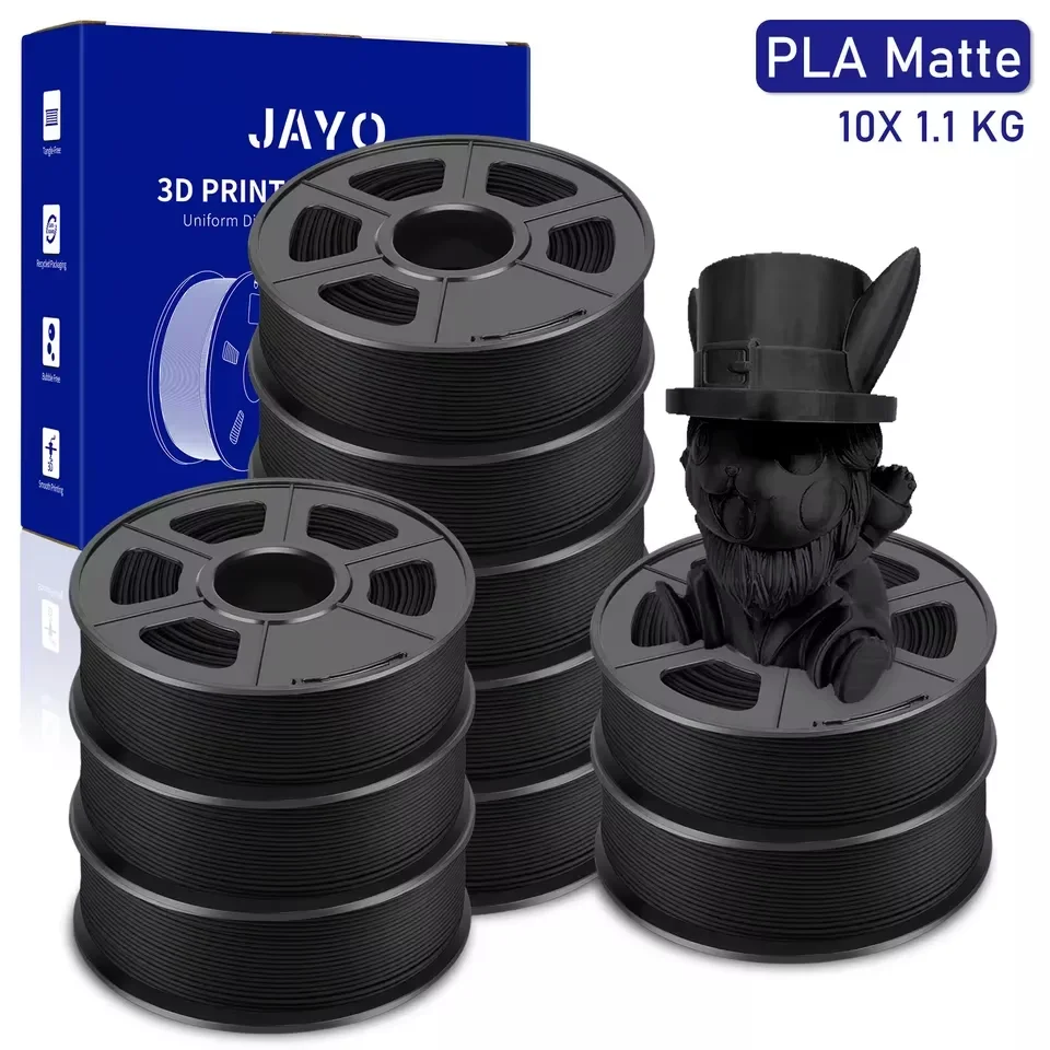 JAYO 10 rollen 3D PETG/PLA/PLA PLUS/PLA Meta/PLA Matte printerfilament 1,75 mm 100% geen bel niet-giftige 3D-printmaterialen