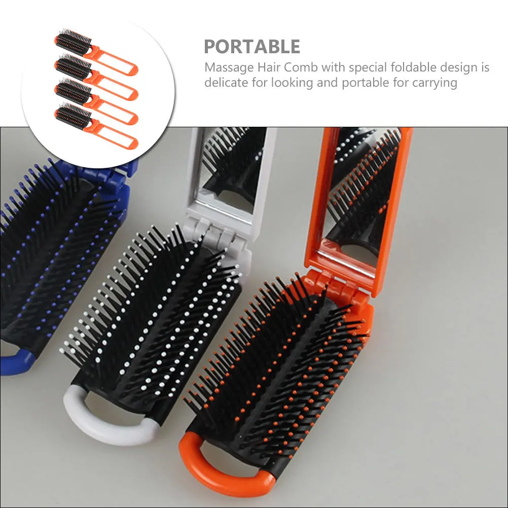 

4pcs Portable Folding Set Salon Travel Comb For Hairdressing Massage Hair Brush Compact Small Comb For Straight Curly Hair Men