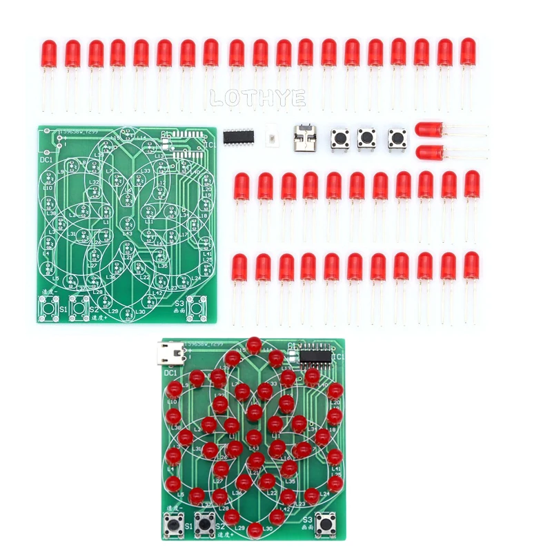 DIY Electronic Kit Multi Style Pattern Electronic Windmill Flowing Water Light 43 LED 5V Fun Soldering Component Training Suite
