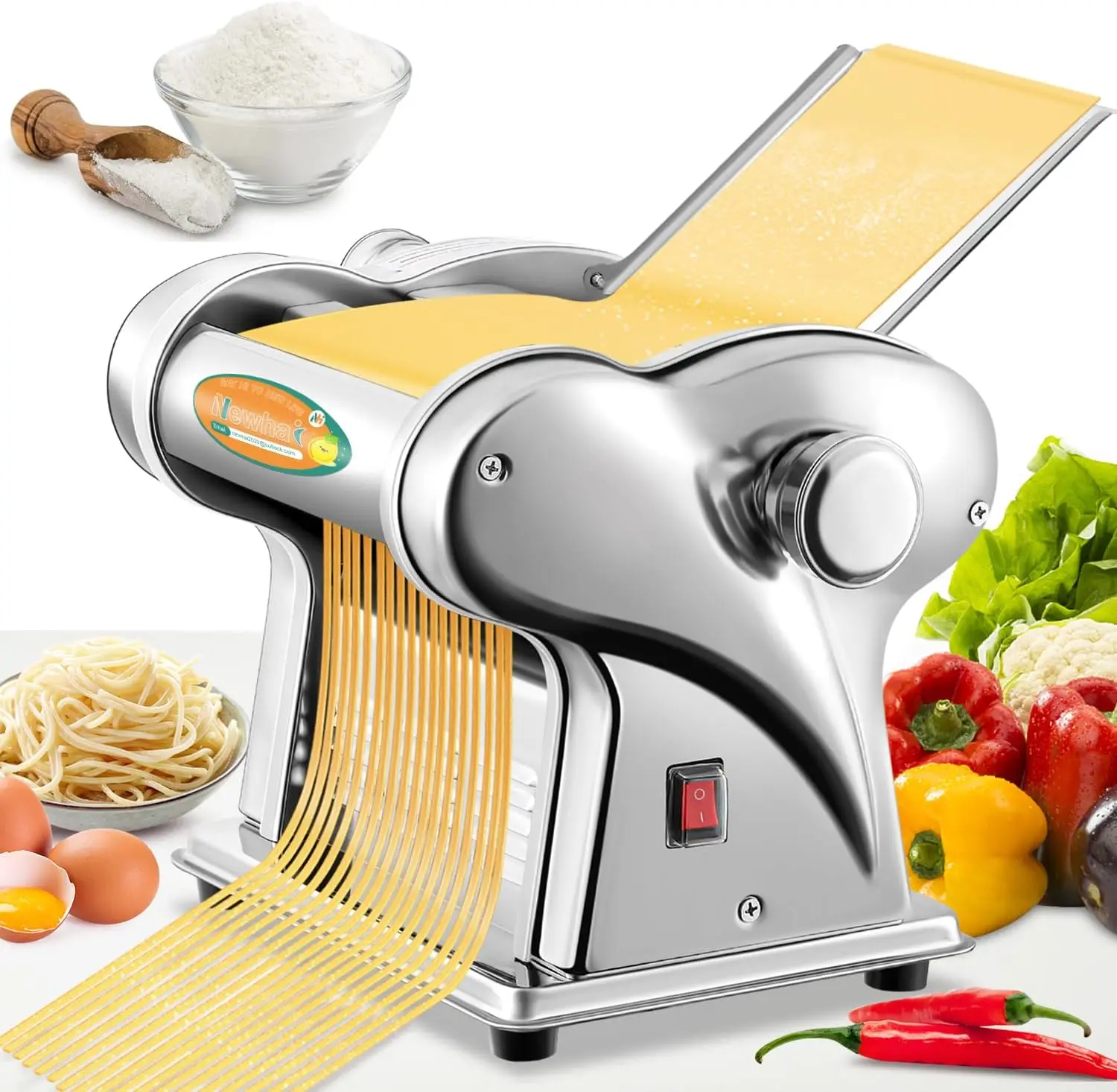 

Electric Family Pasta Maker Machine Noodle Maker Pasta Dough Spaghetti Roller Pressing Machine Stainless Steel 135W for Home Use