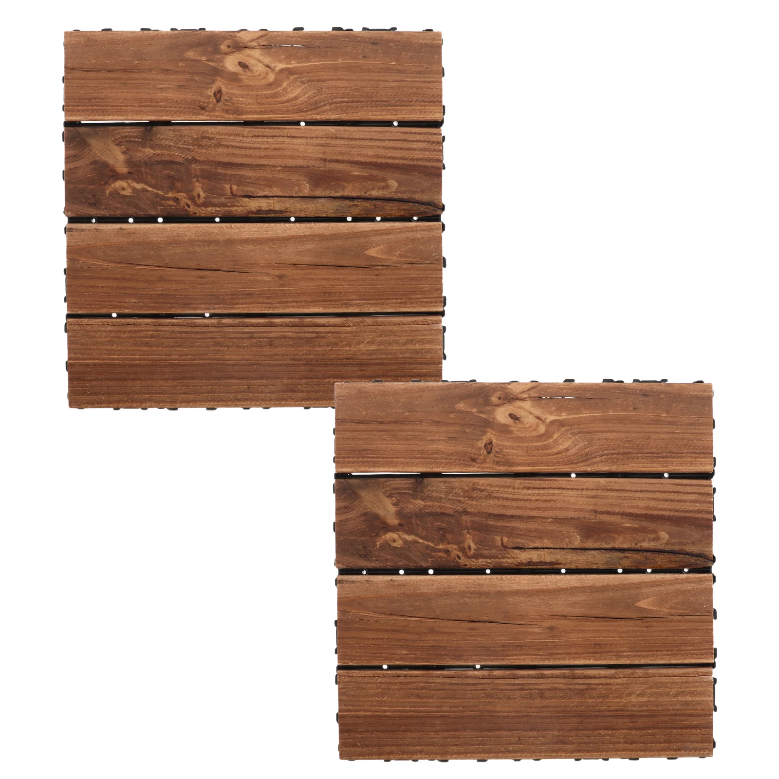 

2pcs Outdoor Deck Tiles Interlocking Waterproof Garden Flooring Natural Wood Balcony Patio Backyard Poolside Light Brown Durable