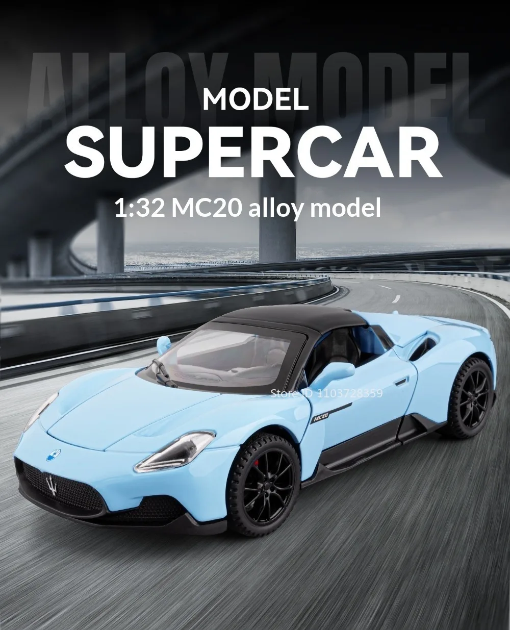 Sportwagen im Maßstab 1:32 Modell MC20 Tomahawk SRT Spielzeug Legierung Druckguss Sound Licht Türen geöffnet zurückziehen Ornament Supercars für Kinder – Detail 1