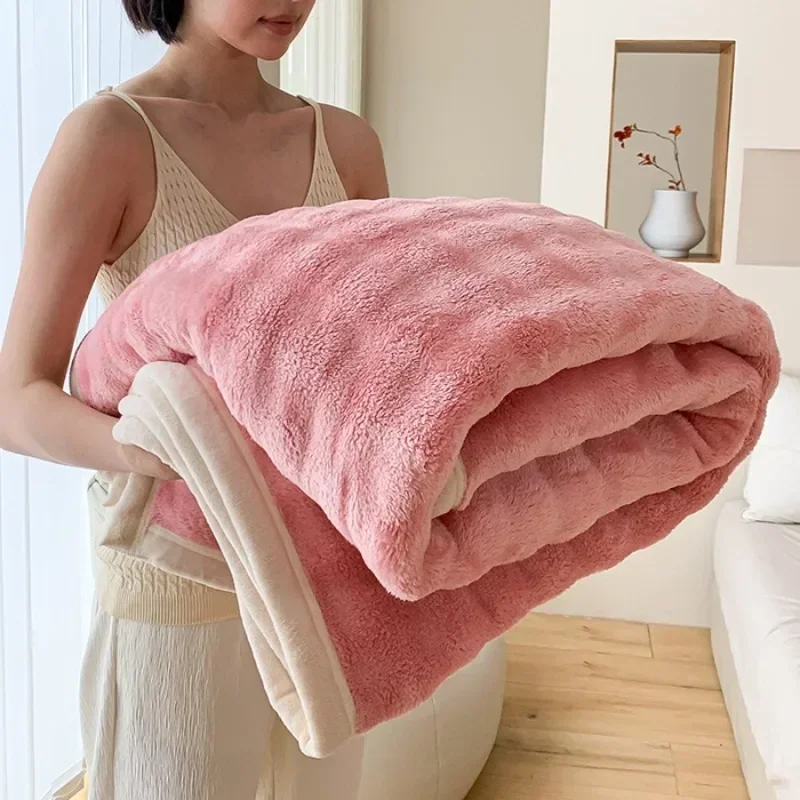 

2024 rabbit velvet long hair 330g double-sided bubble velvet nap blanket air conditioner blanket warm thickened velvet blanket