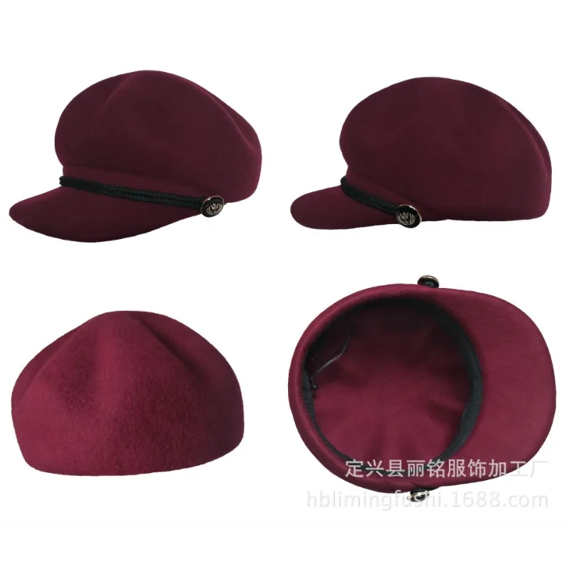 2026 Women's Wool Navy Hat Newsboy Octagonal Painter Beret Autumn Casual Cap