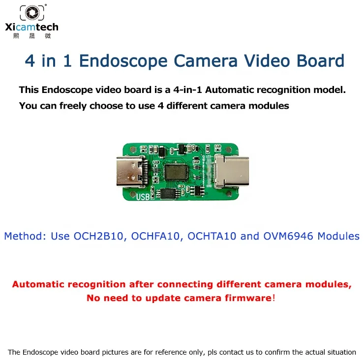 4 in 1 Endoscope Camera Video Board USB Automatic Recognition LED Adjustment AWB Button CMOS 720x720 30fps 2B10/FA10/TA10/OV6946