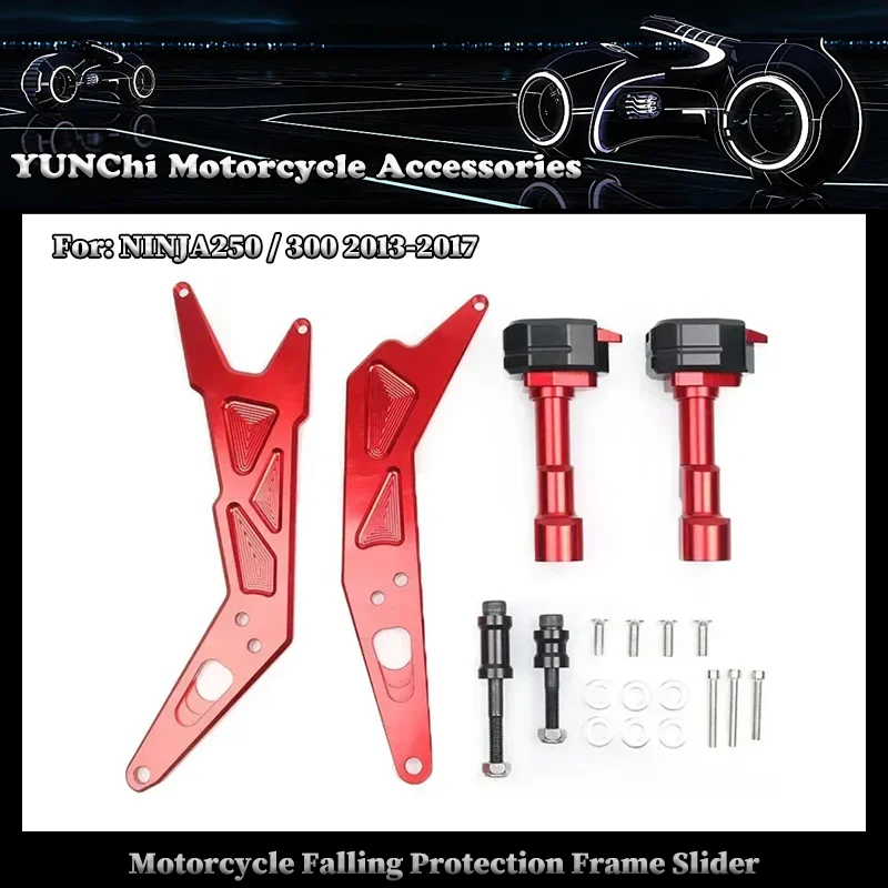 

Motorcycle Falling Protection Frame Slider Fairing Guard Crash Protector For KAWASAKI NINJA250 NINJA300 2013-2017
