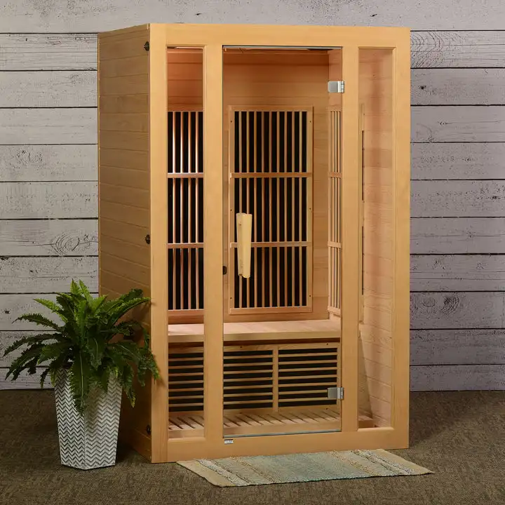 Wood Villa Computer Control Panel Cedar 3D Model Minimalist Far Infrared Sauna Solid Design Outdoor Sauna 6 People Red