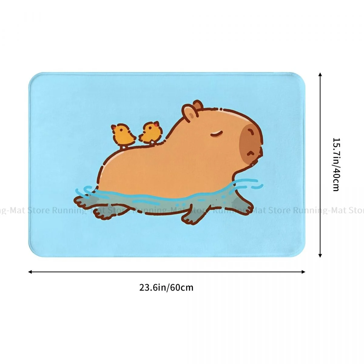 Non-slip Doormat Bath Mat Capybara Swimming With Two Birds Balcony Carpet Welcome Rug Indoor Decorative