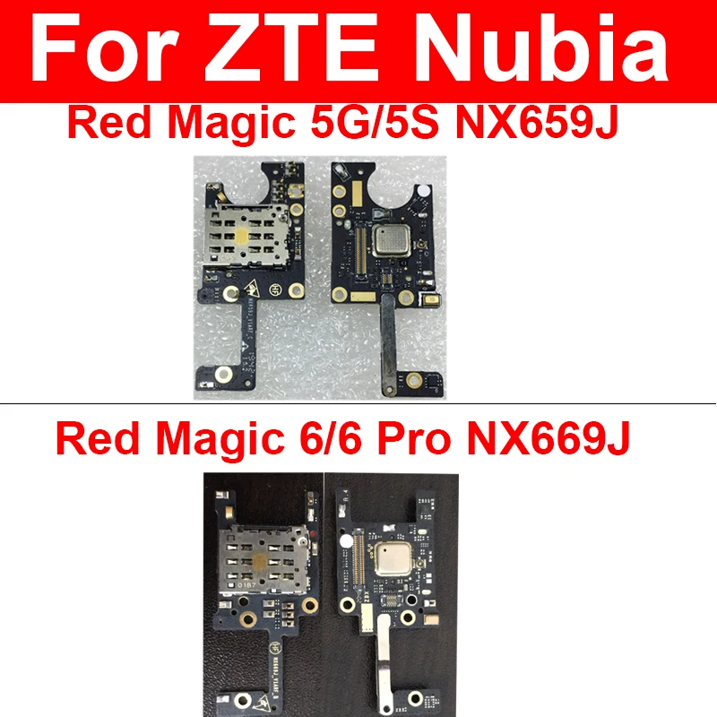 Slot para cartão SIM Placa de telefone para ZTE Nubia Magia Vermelha, Flex Cabo Reparação, 5S, NX659J, 6Pro, 6, NX669J, Bandeja do cartão SIM