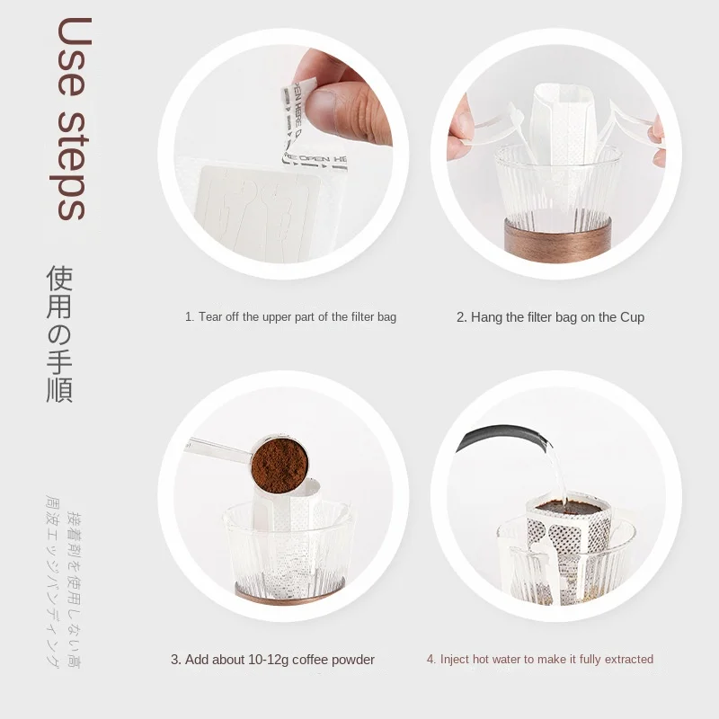 Japanese Hanging Ear Coffee Filter Bag Disposable Hand-brewed Coffee Filter Paper in Box Drip Coffee Inner Bag view 4