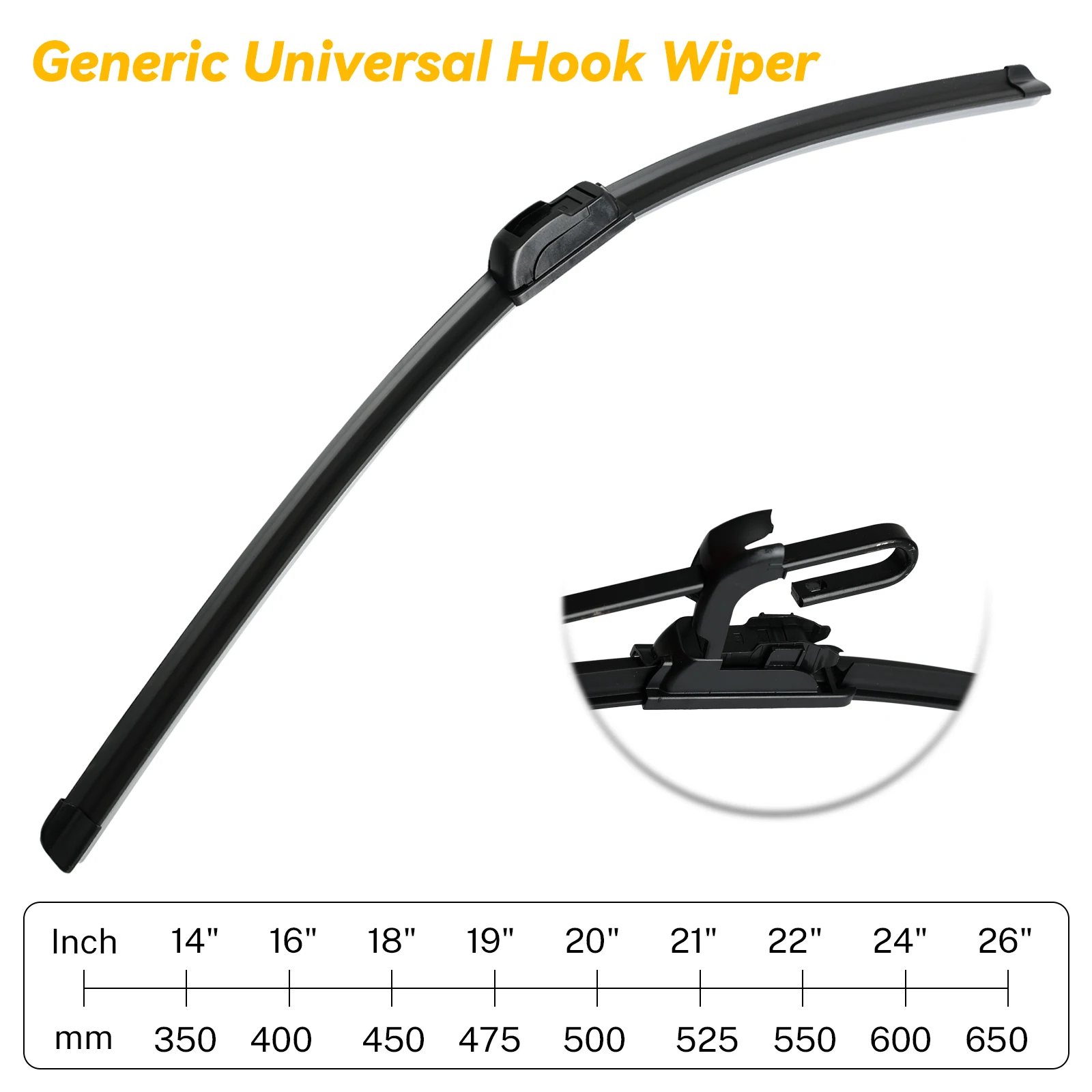 

Universal U-type Car Wiper Blades Soft Rubber Windscreen Wipers Auto Windshield 14" 16" 18" 19" 20" 21" 22" 24" 26" Hook Arm