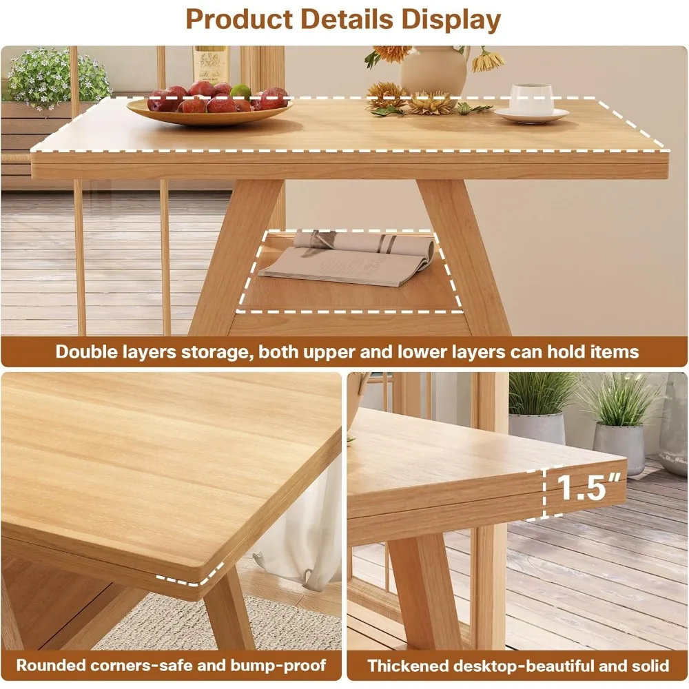 Bistro Stacking Table Chair Set of 3, Wood Rattan Small Dining Table & Chair Set, Nesting Table Chair Set for Tavern, Balcony,